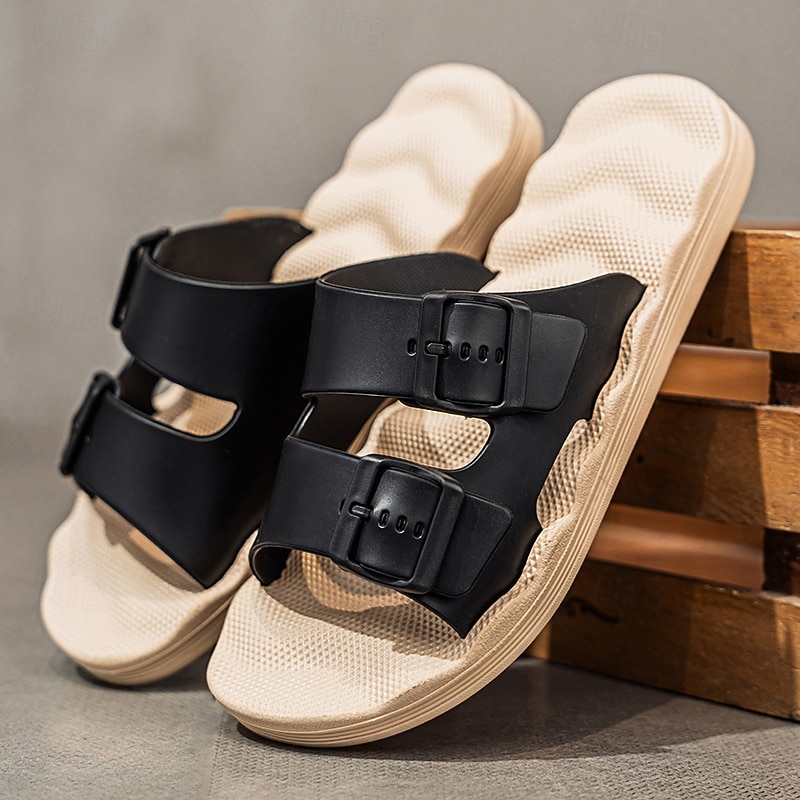 Мужские сандалии с двумя регулируемыми ремешками – легкий верх из искусственной кожи, мягкая подошва, комфорт в летнем повседневном стиле, идеально подходят для отдыха на курорте, отпуска, у бассейна и на открытом воздухе. 2026 - $18.99 –P1