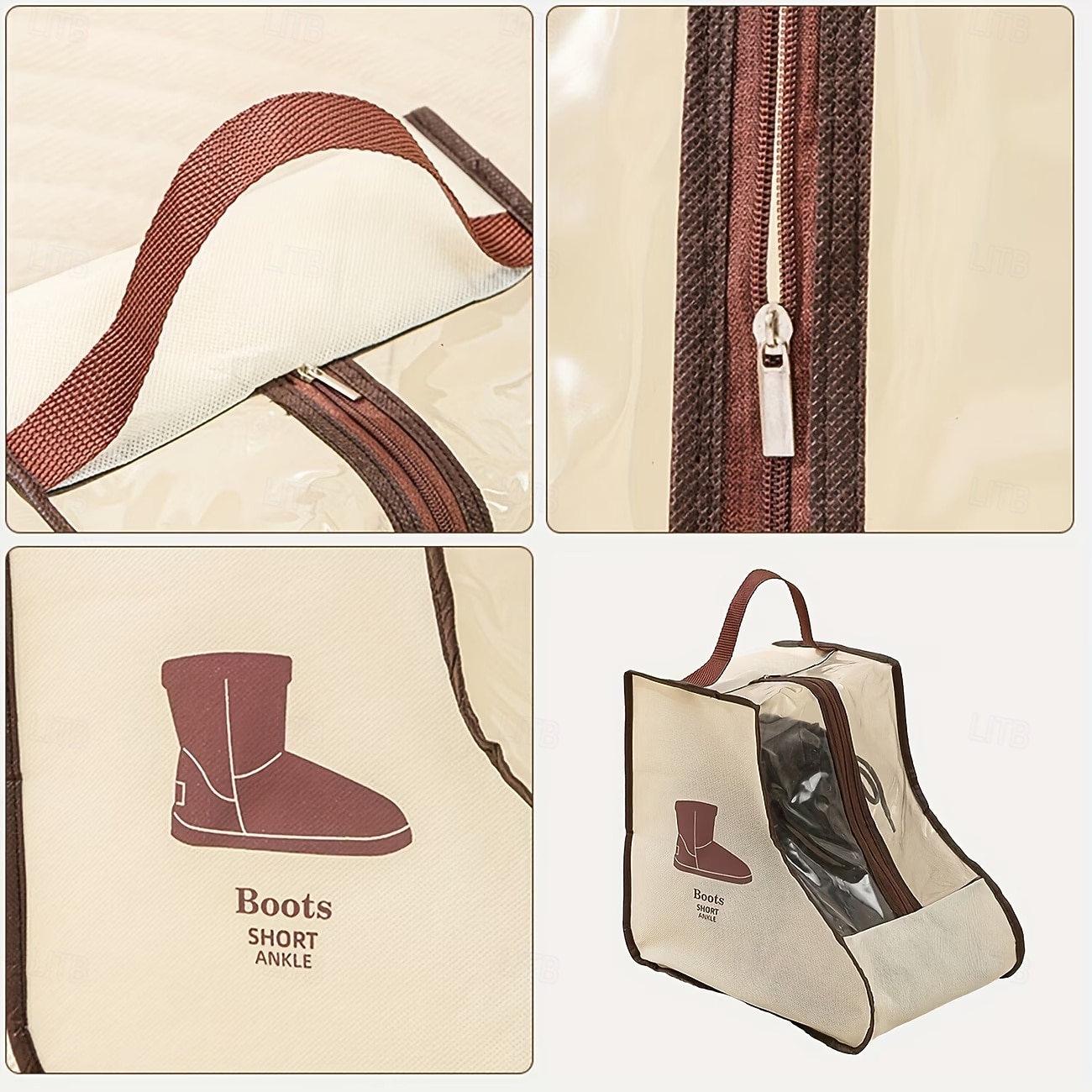 4pcs Non-Woven Fabric Boot Storage Bags with Handles, Home and Travel Dustproof Boot and Shoe Storage Bags, Suitable for Flat Shoes, Ankle Boots, and High-Top Boots, Travel Shoe Organizer 2026 - $21.99 –P7