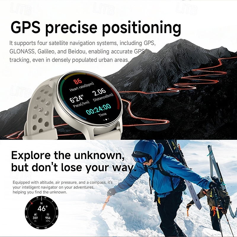GPS Smart Watch with Wireless Calling, AMOLED Ultra HD Screen, Built-in Altimeter & Barometer, 100+ Sports Modes, Heart Rate Sleep Monitor, Outdoor Adventure Fitness Tracker for Men Women 2026 - $73.99 –P2
