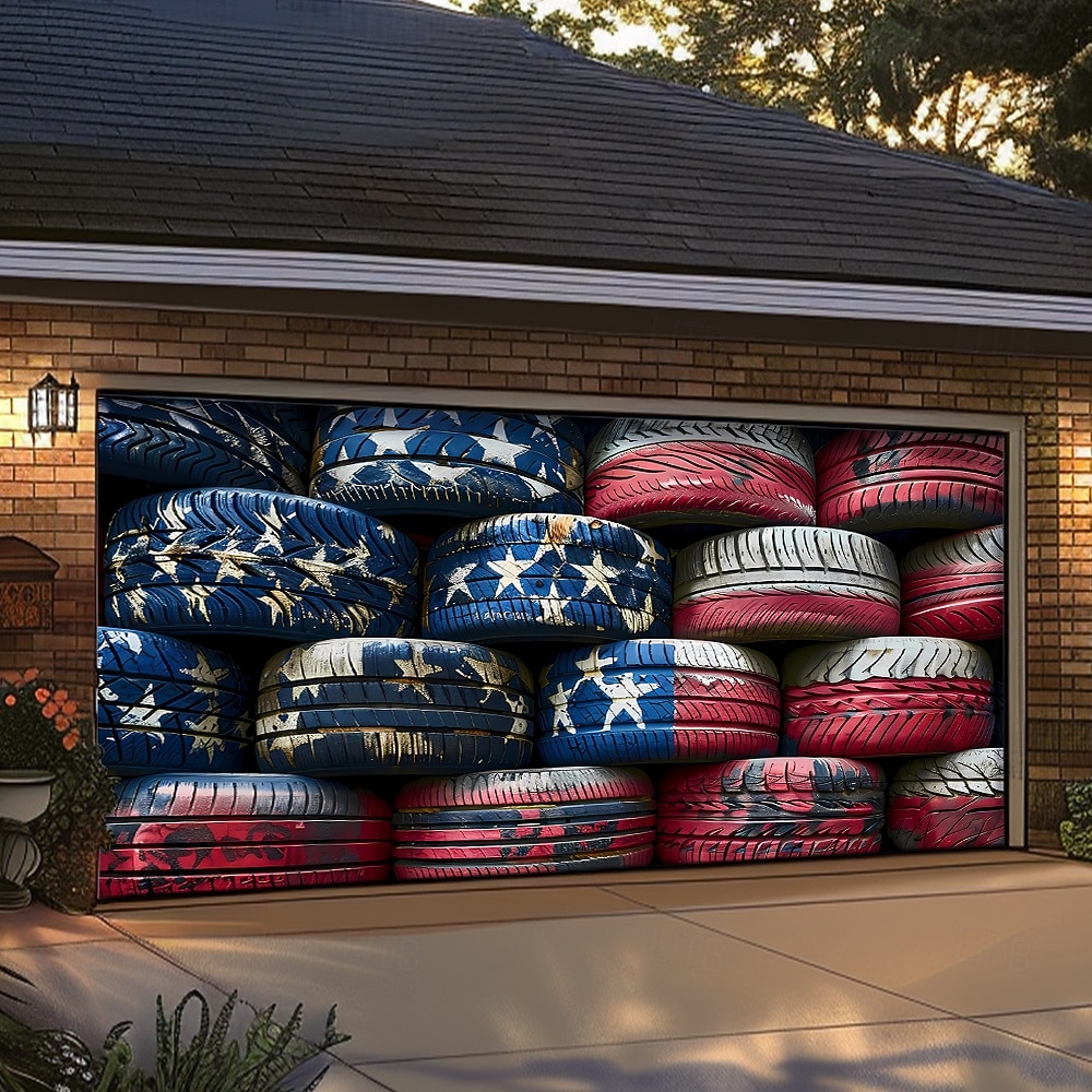 4 de julio de 2026 250° Día de los Caídos Tapiz Cubierta de Puerta de Garaje Gran Fondo Colgante Bandera Americana Vintage 3D Fiesta Patriótica Al Aire Libre Fondos de Tiro Decoración de Hogar 2026 - $59.99 –P8