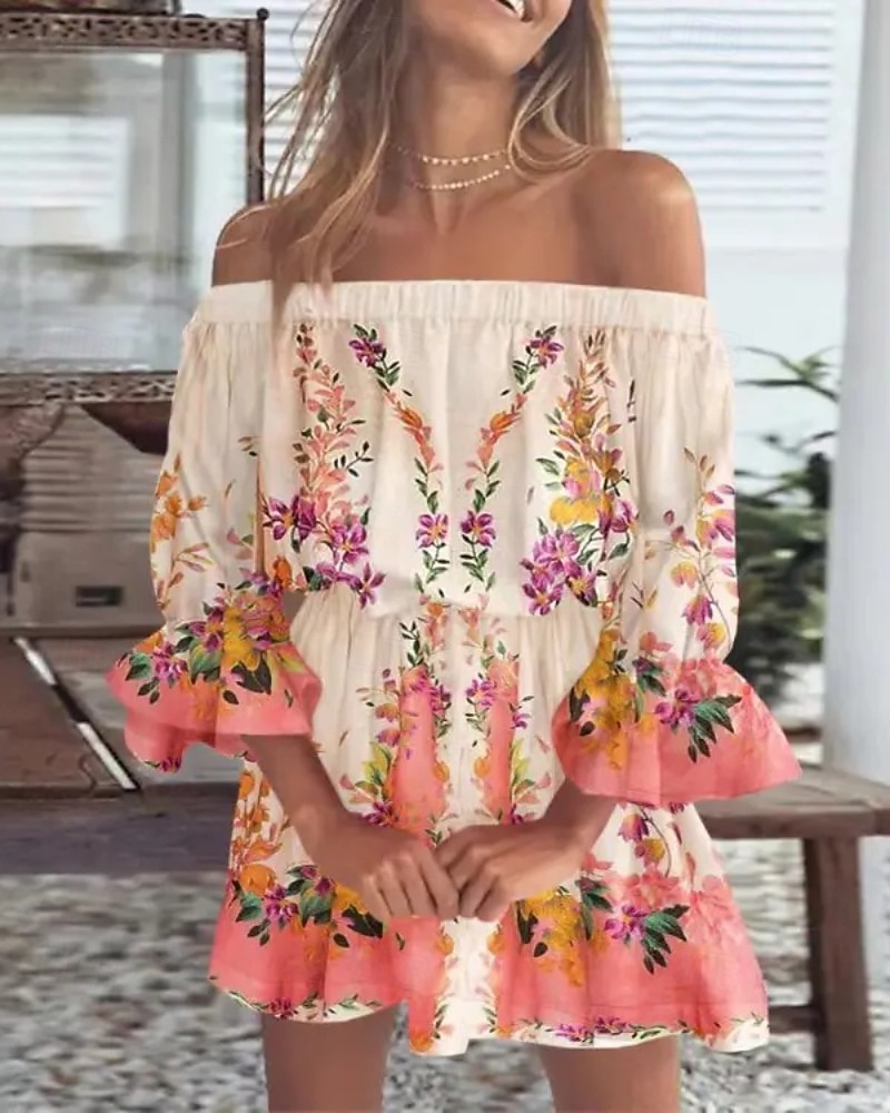 light pink boho dress Pink Bohemia Mini Dress