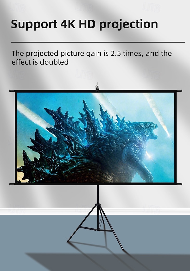 Projector Screen with Stand, 16:9 HD 4K Portable Projection Screen for Indoor Outdoor Home Theater, Foldable Movie Screen with Tripod, Adjustable Height for Backyard Cinema & Office Presentation 2026 - $66.99 –P3