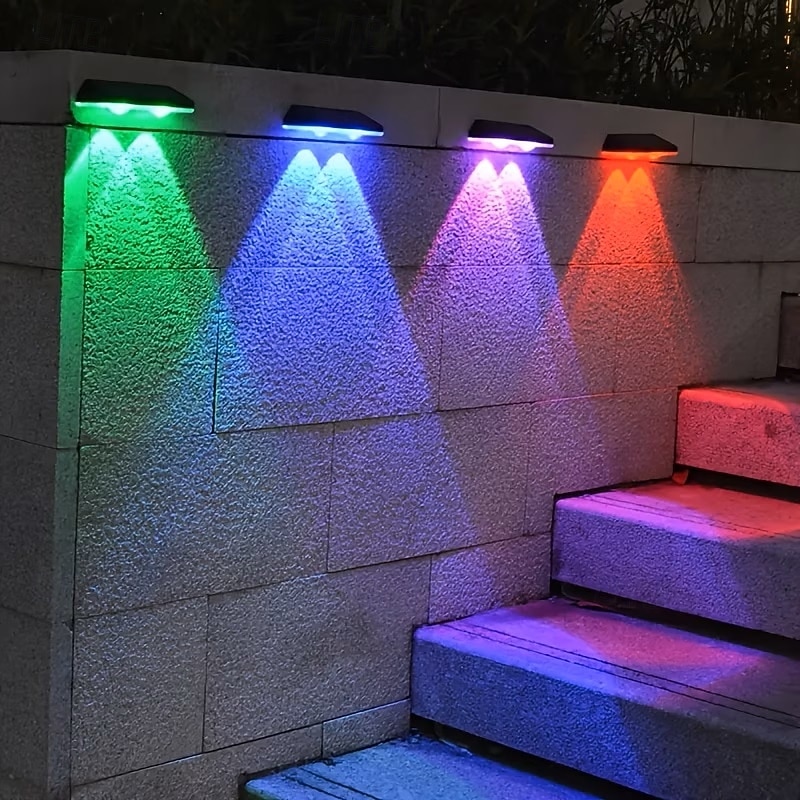 4/8 db napelemes kültéri fali lámpa udvari LED kerti lámpához vízálló lépcsőlámpák rgb színes hangulatvilágítás napelemes fali mosólámpák 2026 - $53.99 –P1