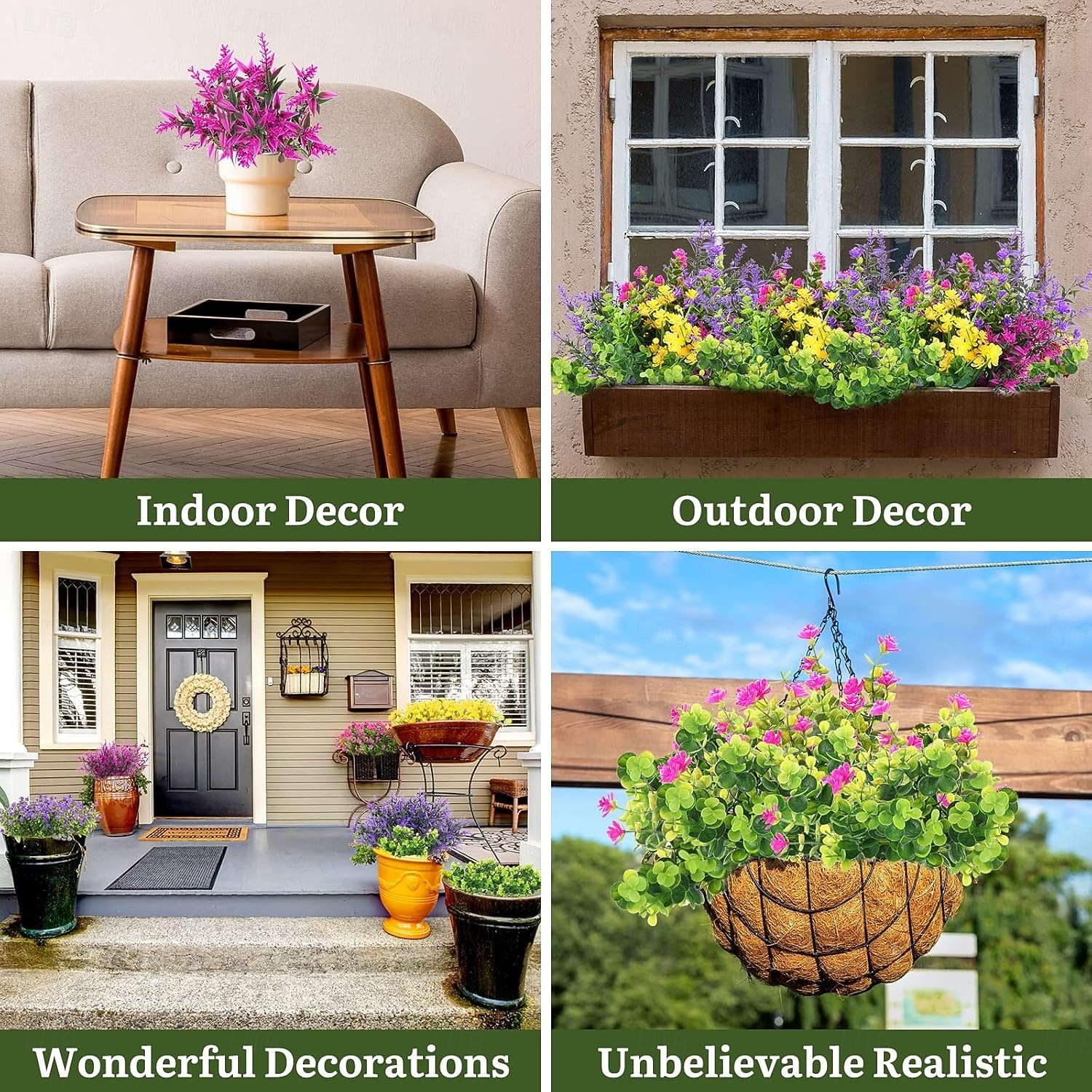 24 пучка искусственных весенних цветов для улицы, искусственные растения, устойчивые к УФ-излучению, самшит, искусственные пластиковые кустарники, растения для патио, веранды, сада, подвесные вазы, 2026 - $31.99 –P5