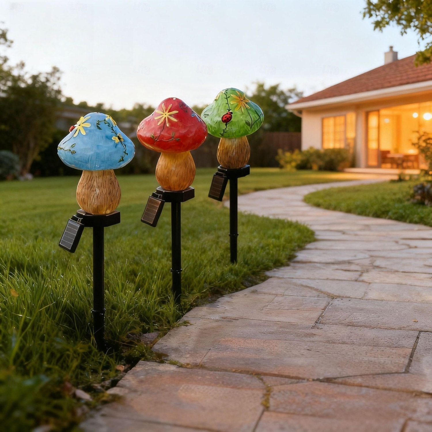 Lampy ogrodowe z żywicy zasilane energią słoneczną, wodoodporne, oświetlenie ścieżek zewnętrznych, dekoracja ogrodu w stylu willi (1 szt.) 2026 - $21.99 –P7