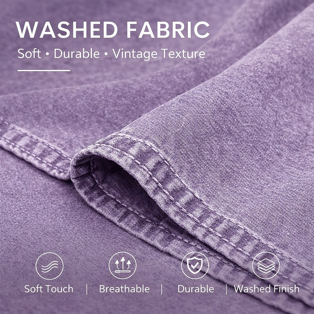 Chemise Homme SoftFade™ Chemise Décontractée Chemise Décolorée Teinte Vêtements 100% Coton Chemise Délavée Bleue Noire Rose Violet Verte Manches Courtes Col Grandad Uni Quotidien Patchwork de 2026 ? $31.99 –P1