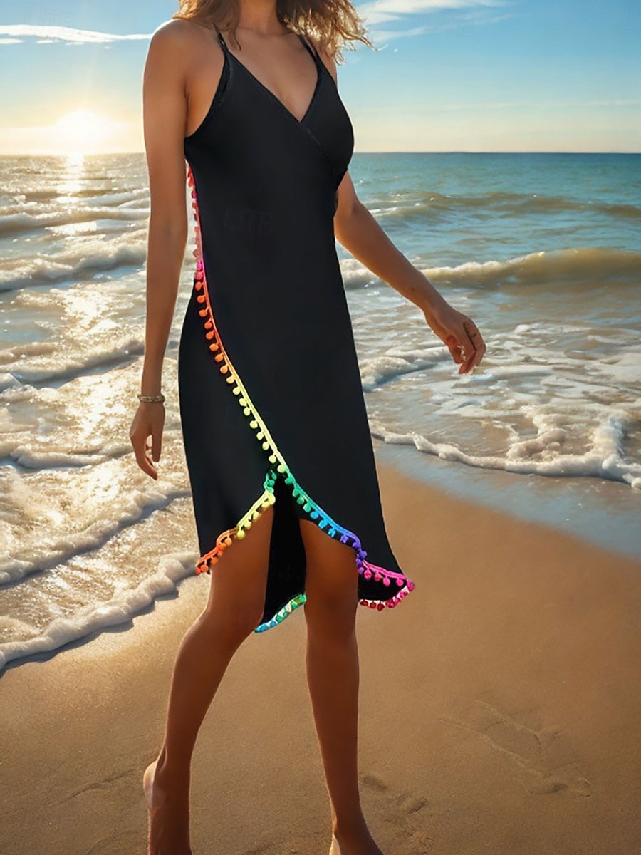 Жен. Купальники Накидка Купальники Платья купальник Рюши Открытая спина Отпуск Одежда для пляжа Сплошной цвет V-образный вырез Без рукавов Купальники 2026 - $21.99 –P3