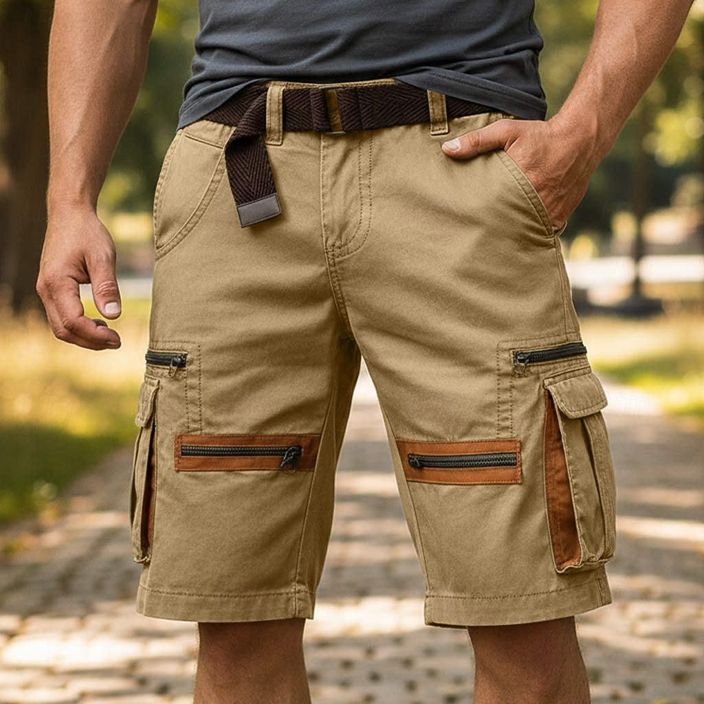 Pánské Náprsníkové kalhoty Šortky s kapsami Kraťasy Neformální šortky Kapsy Elastický pas Bez vzoru Jednobarevné Krátký Ležérní Venkovní Streetwear Módní Šik ven Černá Khaki Neelastické 2026 - $31.99 –P7