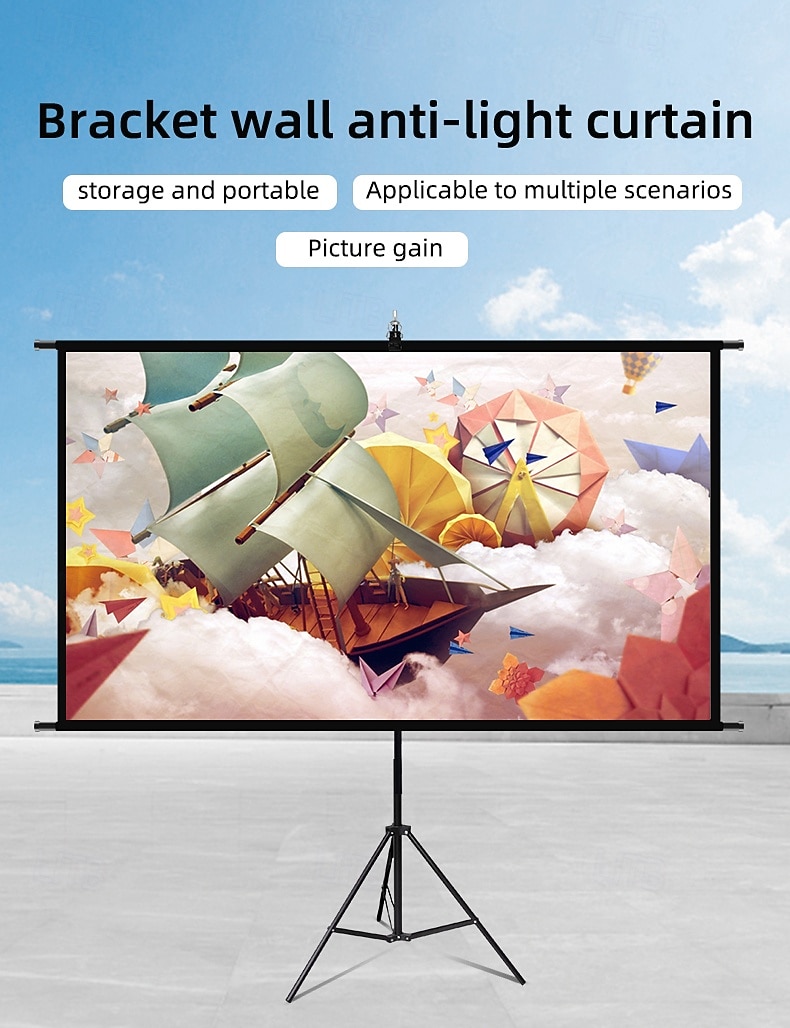 Projector Screen with Stand, 16:9 HD 4K Portable Projection Screen for Indoor Outdoor Home Theater, Foldable Movie Screen with Tripod, Adjustable Height for Backyard Cinema & Office Presentation 2026 - $66.99 –P1