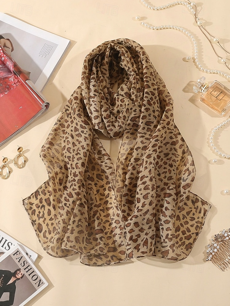 Lenço feminino de chiffon leve estilo boêmio, estampa de leopardo, várias cores, ideal para uso diário, férias e viagens. de 2026 por $9.99 –P8