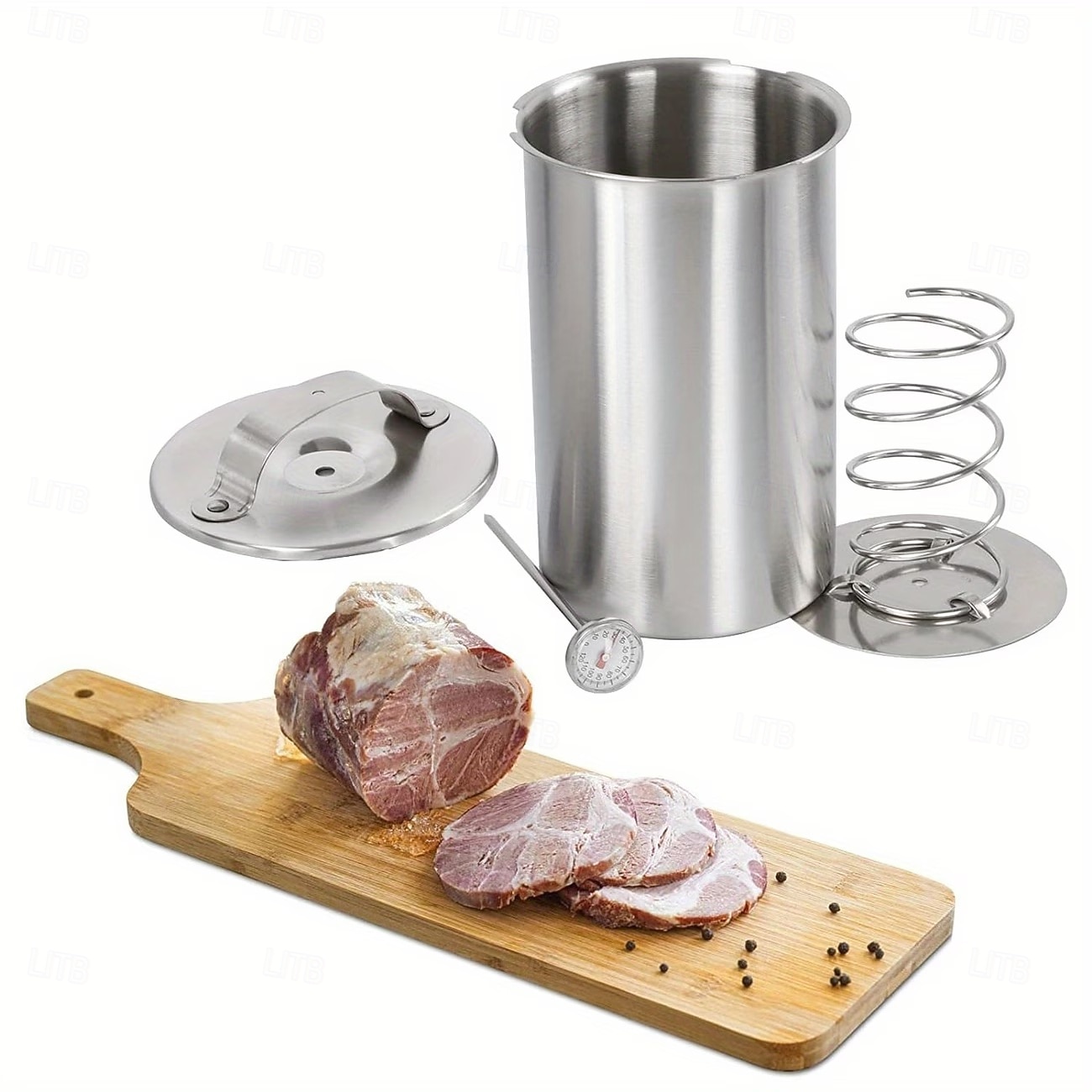 skinkpressform för att göra hemlagad köttpress, köttpresskokare i rostfritt stål, skinkpress med termometer, köttpress för lunch 2026 - $31.99 –P3