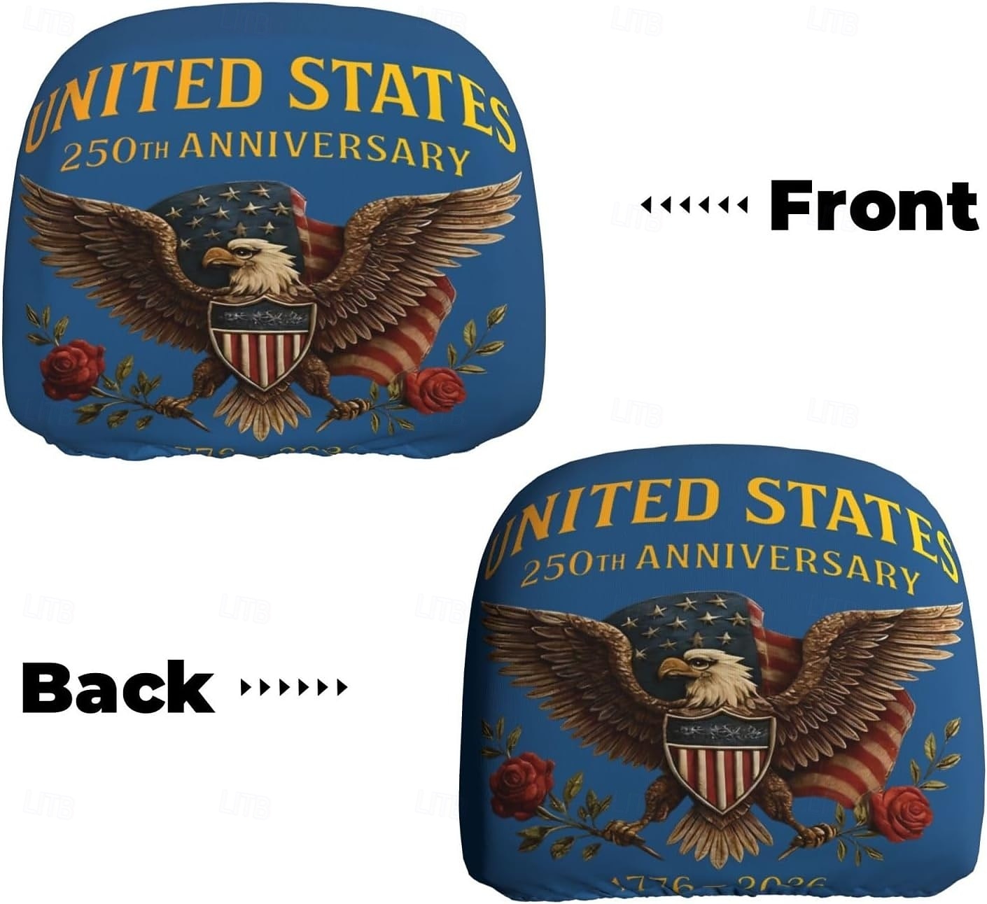 Funda para reposacabezas de coche conmemorativa del 250 aniversario, 2 unidades, conmemorativa de la Independencia de Estados Unidos (1776-2026), soporte espinal resistente para conducción de larga distancia, ajuste universal para coches, camiones y SUV. 2026 - $11.99 –P26