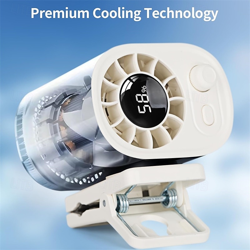 Ventilátor s klipem a LED displejem, nastavitelná rychlost 100 otáček, přenosný USB dobíjecí 1800mah baterie, osobní chladicí mini ventilátory, ruční, do deštníku, kanceláře, kempování, posilovny, na 2026 - $33.99 –P2