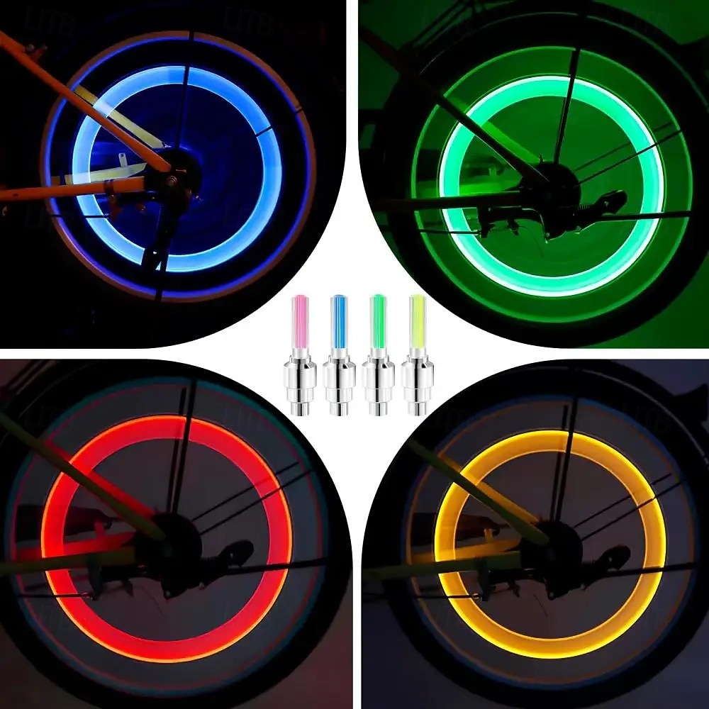 2 stk. LED-sykkelventillys, neon sykkeleikelys, sykkeldekkventillys, varsellys for nattkjøring, sykkeltilbehør 2026 - $9.99 –P3