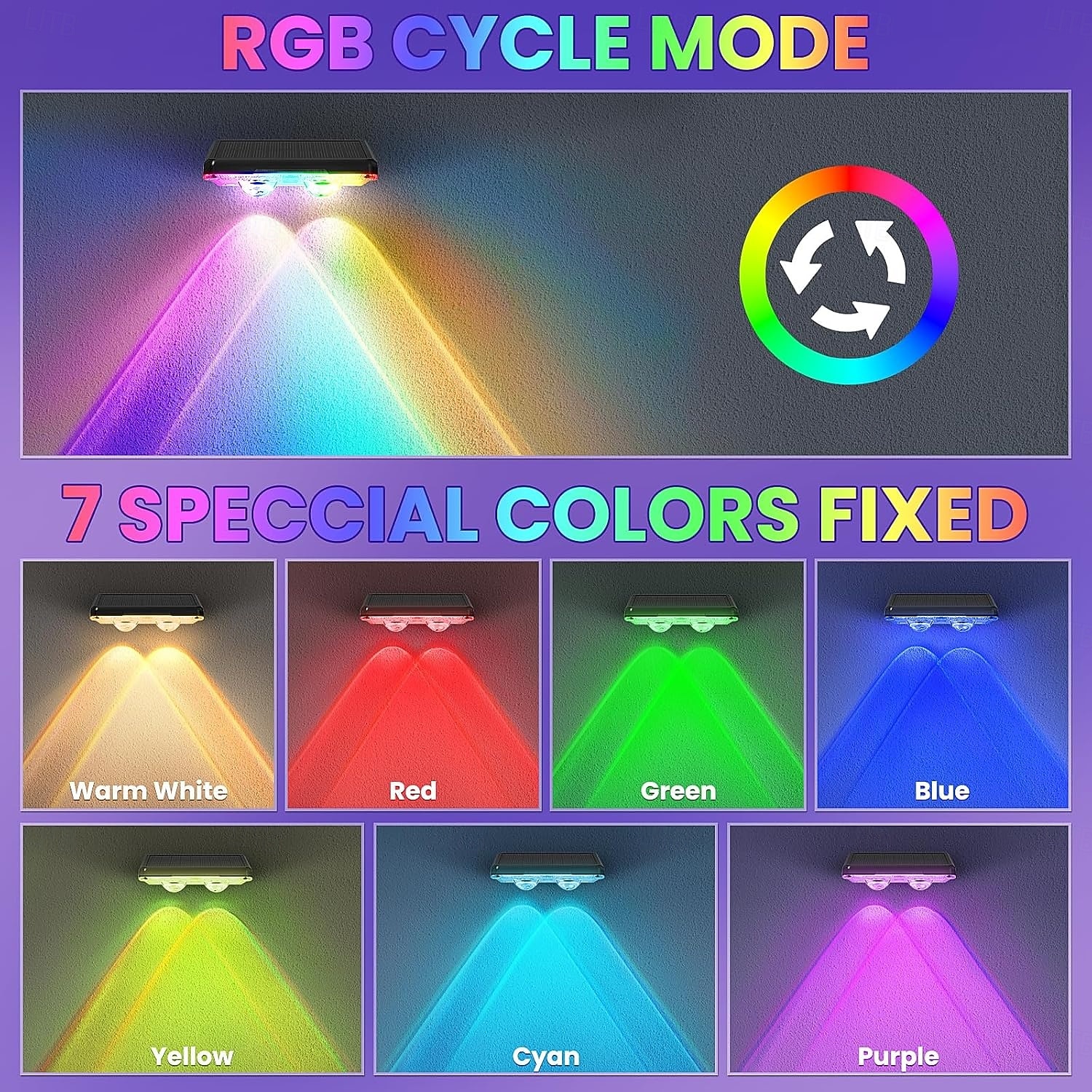 4/8 stuks solar buitenwandlampen voor binnenplaats, LED tuinlamp, waterdichte trapverlichting, RGB kleurrijke sfeerverlichting, solar wandverlichting 2026 - $53.99 –P4