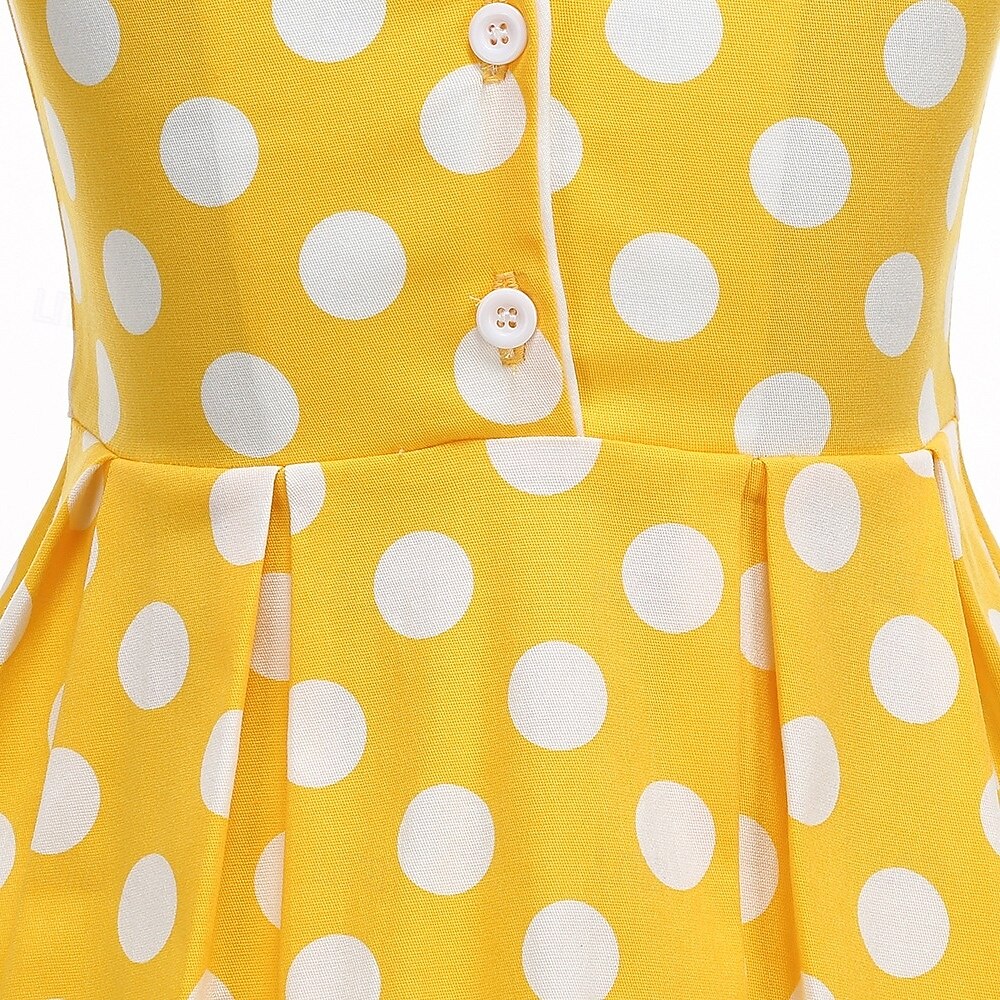 1950er Rockabilly Vintage-Kleid Kleid Swing-Kleid Kurze Ärmel Tupfen A-Linie Kostüm Mädchen Karneval Maskerade Alltagskleidung Junggesellinnenabschiedsparty Kinder Kleid Frühling & Sommer 2026 - $40.99 –P5