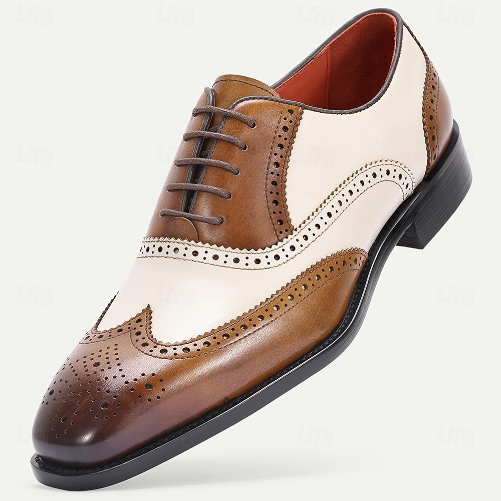 Geklede herenschoenen met vleugelneus van echt leer – premium rundleer, tweekleurig rood en blauw, elegante oxfordstijl, comfortabele formele schoenen voor heren, perfect voor bruiloften, feesten en kantoor. 2026 - $109.99 –P6