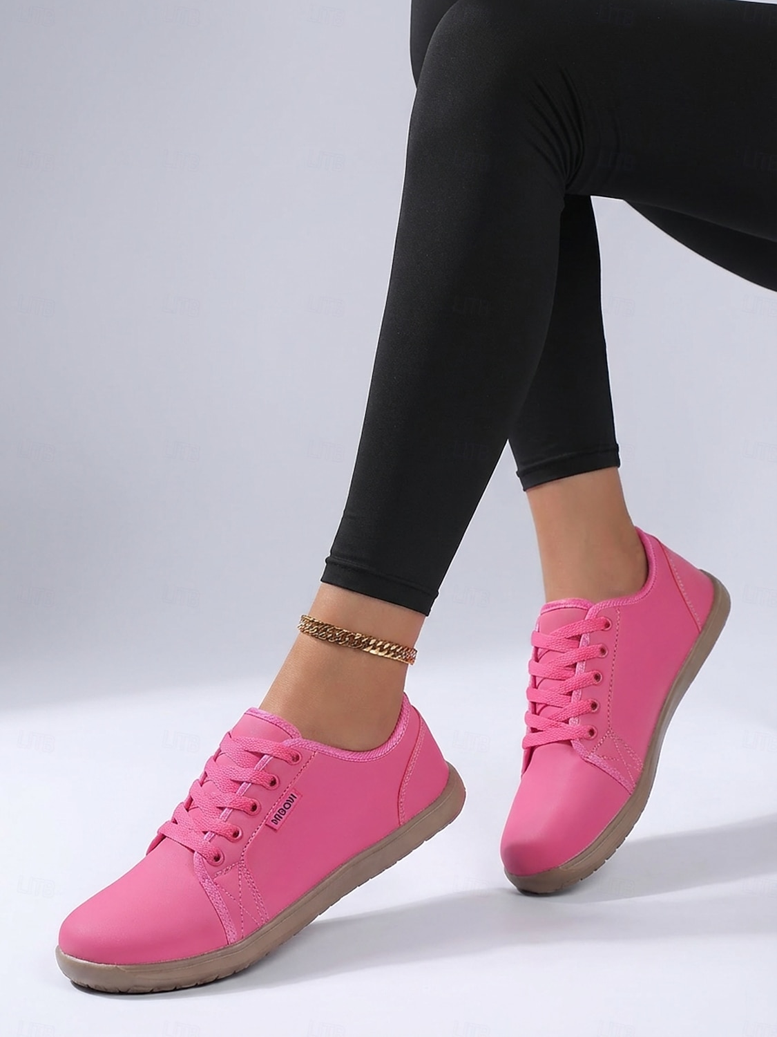 damerosa sneakers med bred passform og snøring, lette, uformelle tursko i kunstskinn for reiser og trening &hverdagskomfort 2026 - $34.99 –P2