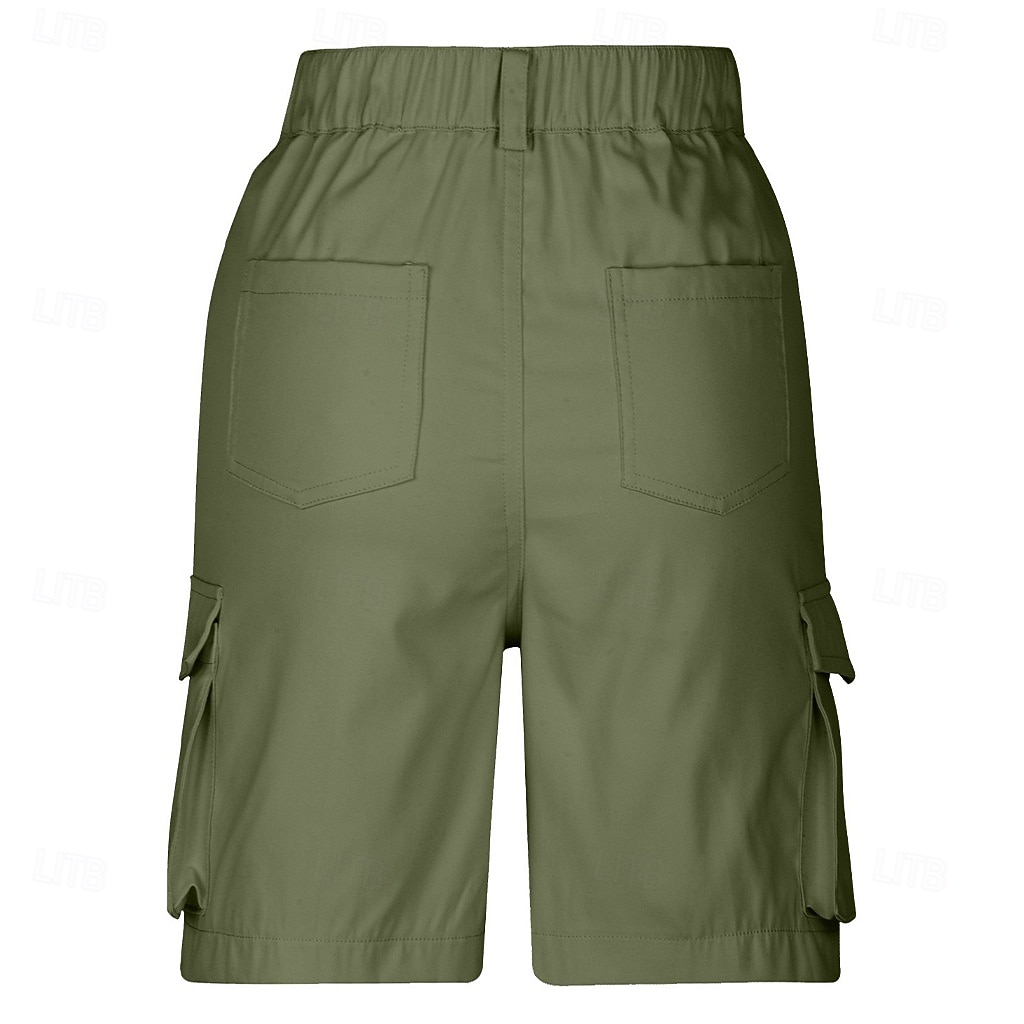 Women's Bermuda shorts Cargo Shorts Shorts Summer Shorts Vacation Fashion Casual Daily Short Mid Waist Solid Color Plain Patchwork Zipper Pocket Comfort Quick Dry Soft Micro-elastic Streetwear Beach 2026 - $33.99 –P10