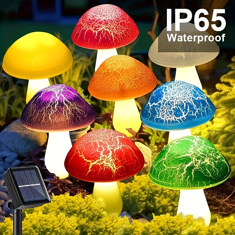 8-in-1 Outdoor Solar Waterproof Crackle Mushroom Stake Lights, Decorative LED Lamps for Garden, Yard, Flower Bed, Pathway, Lawn, Patio, Villa, Farm – Summer Landscape Lighting 2026 - $26.99 –P12