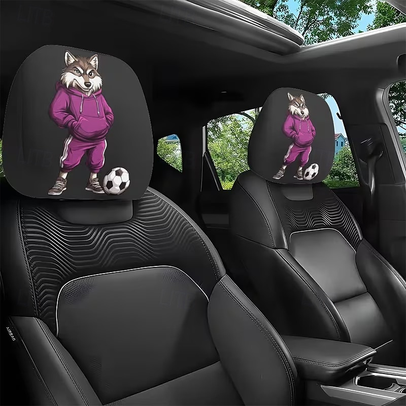 2 db rajzfilmfigura, focimeccs mintás fejtámla huzat autóba, belső dekoráció, rugalmas kialakítás, univerzális illeszkedés, alkalmas napi ingázásra és családi kirándulásokra, tökéletes szórakoztató 2026 - $8.99 –P9