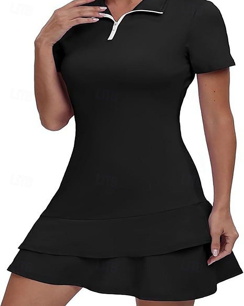 Dam Grafisk Leopard Geometrisk Tennisklänning med shorts Sportklänning Golfpikéklänning Kortärmad Fjärdedels blixtlås Asymmetrisk Elastisk Svettavvisande Andningsfunktion Tennis Golf Badminton 2026 - $22.99 –P7