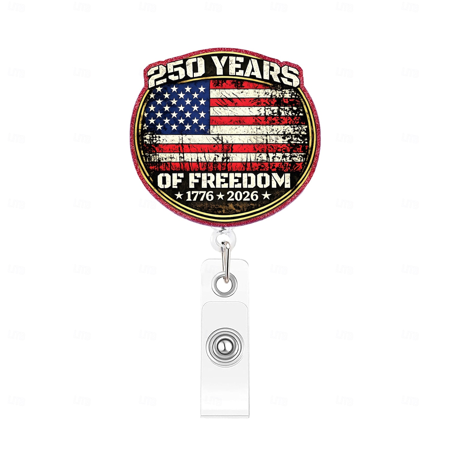 Porta badge retrattile per il 250° anniversario dell'America con clip a coccodrillo, porta badge identificativo per il 250° anniversario dell'indipendenza, accessori per il 4 luglio 1776-2026, regalo del 2026 a $9.99 –P9