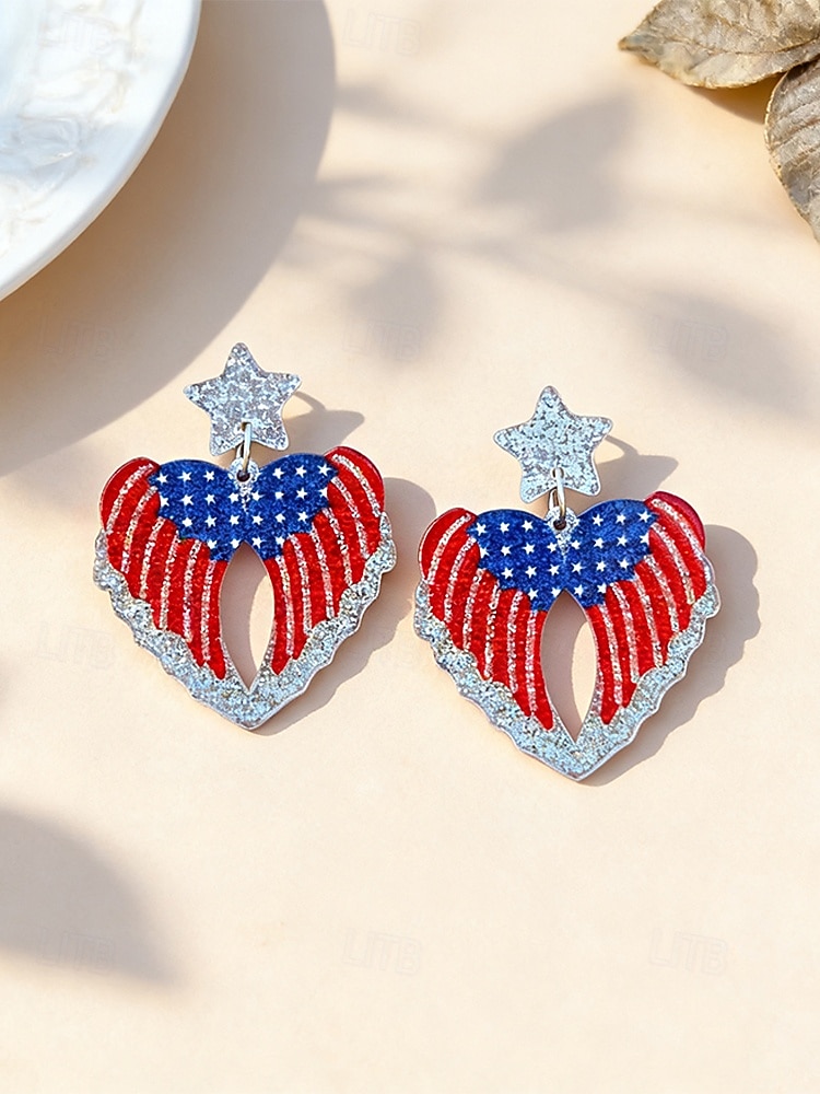Patriotische Acryl-Ohrhänger für Damen, mehrfarbiger Statement-Schmuck in Rot, Weiß und Blau für die Feierlichkeiten zum 250. Jahrestag der USA, den Unabhängigkeitstag und den Alltag. 2026 - $7.99 –P7