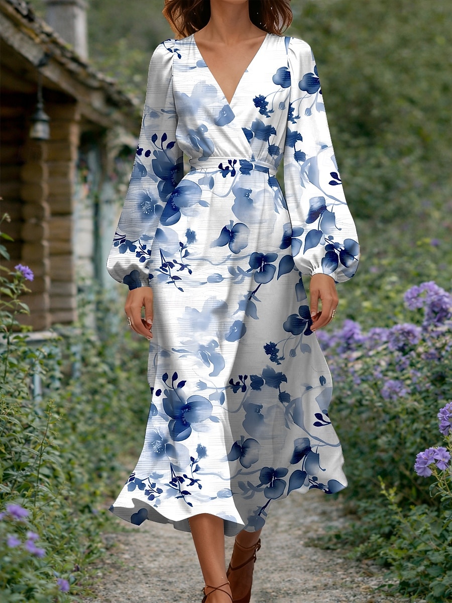 spring fit and flare dress with sleeves Floral Puff Sleeve Fit & Flare Dress  Lugrantha