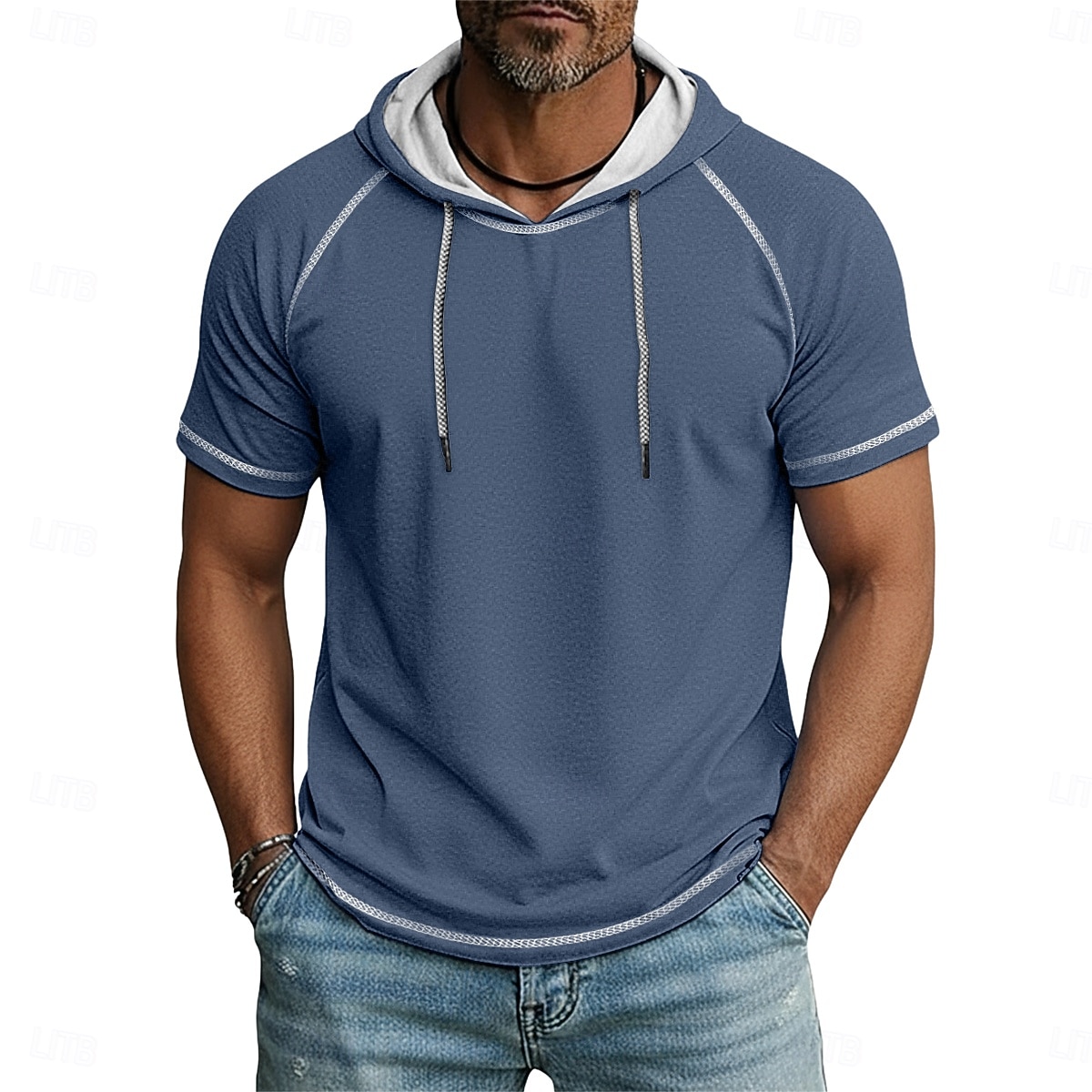 Муж. Футболка Толстовка С короткими рукавами Короткие рукава Толстовка с капюшоном Лето Весна Все сезоны Сплошной цвет Мода Оригинальный рисунок Спортивные Классический Капюшон Рукав «реглан» 2026 - $20.99 –P10