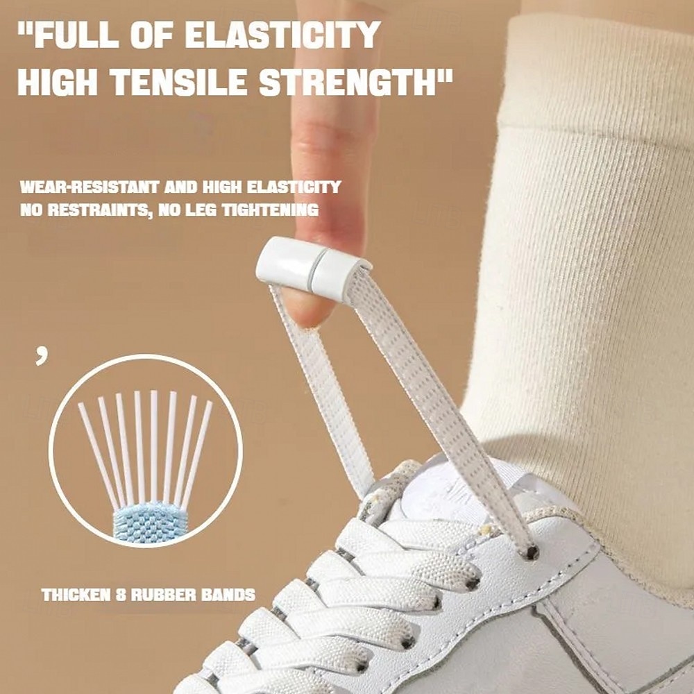 Press Lock Shoelaces Without ties Colorful Lock Elastic Laces Sneakers Kids Adult Flats No Tie Shoe laces for Shoes 8MM Widened Flat No Tie Shoelaces for Shoes Accessories 2026 - $9.99 –P1