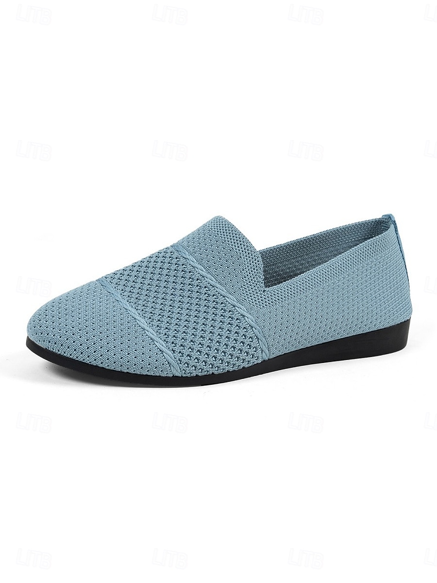 naisten vaaleansiniset hengittävät neulotut slip-on-kengät, kevyet vapaa-ajan kengät työhön, matkoille, shoppailuun &arjen mukavuus 2026 - $24.99 –P1