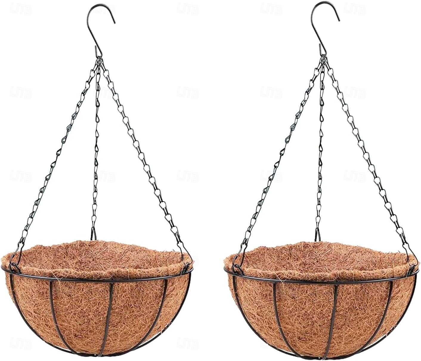 Jardinières suspendues pour plantes d'extérieur (lot de 2, 30 cm), paniers suspendus avec doublure en fibre de coco, supports de plantes ronds en fil de fer, crochets et chaînes pour terrasse, porche, de 2026 ? $25.99 –P1