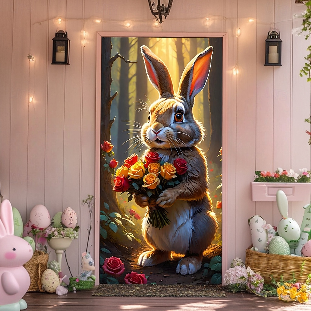 Easter Posters Door Cover Outdoor Banners Rabbit Cute 3D Party Dorm Teens Room College Dorm Guys Man Cave Frat Bedroom Shooting Backgrounds Home Decor 2026 - $17.99 –P2