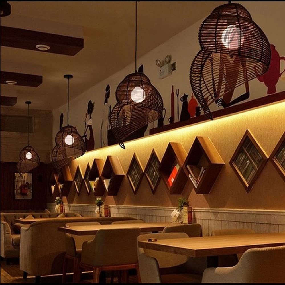 25 cm Design di Lanterna a Sospensione Lampada a sospensione Rattan Finiture Verniciate Moderno 110-120V 220-240V del 2026 a $122.99 –P10