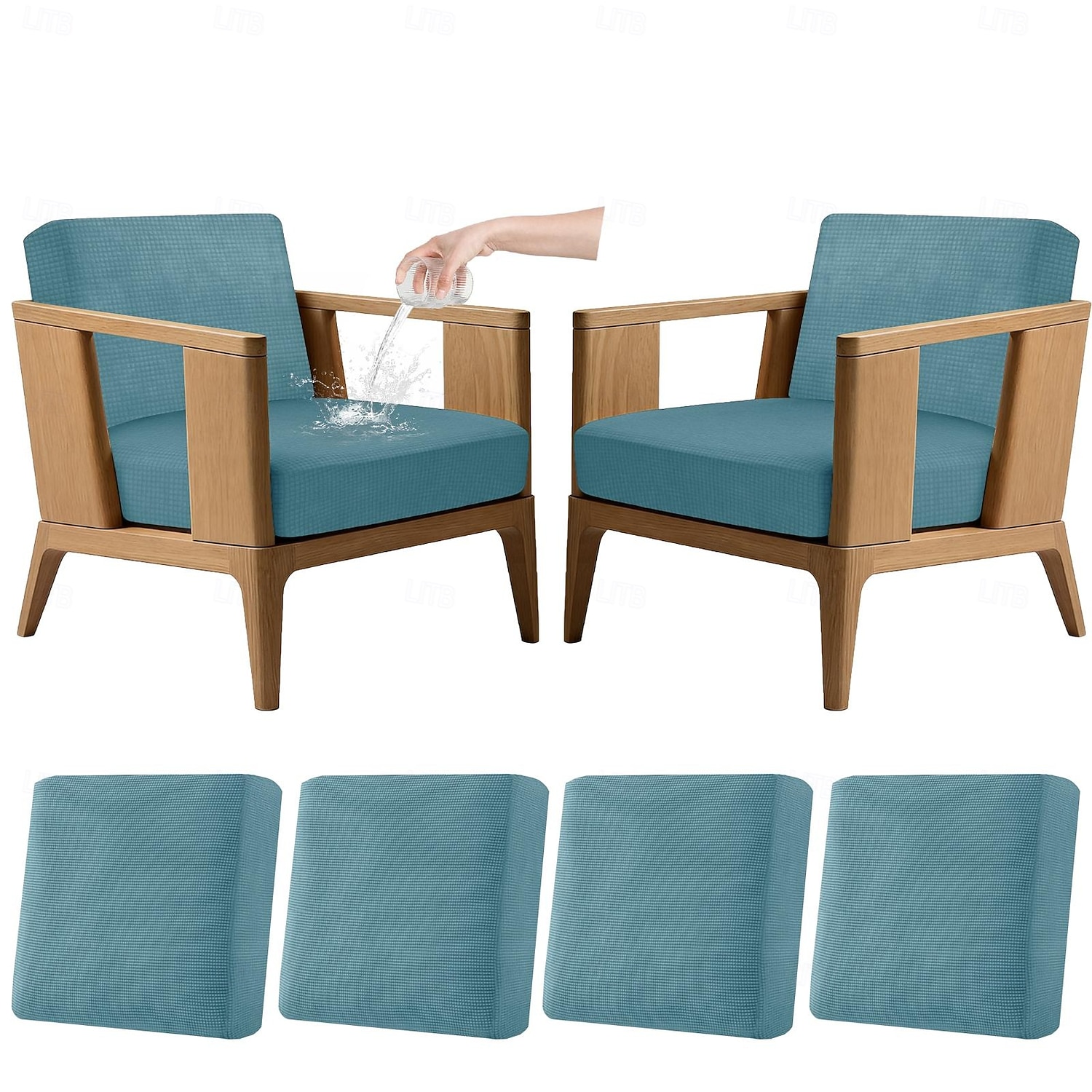 4 stuks stretch kussenhoezen voor buiten, 100% waterdicht, vervangende hoezen voor tuinbanken en -sofa's, wasbare en herbruikbare meubelbeschermers. 2026 - $45.99 –P5
