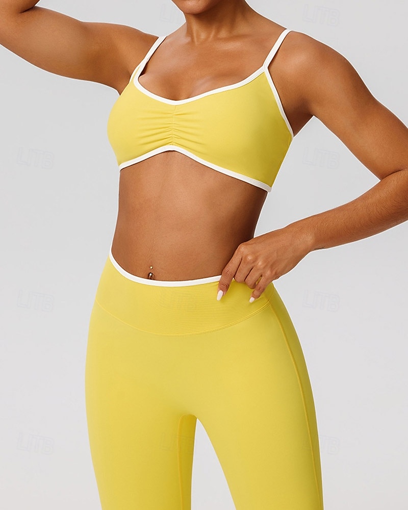 Damskie Biustonosz do jogi Biustonosz Pilates Stanik sportowy Bielizna Push Up Antywibracyjny Oddychający Z marszczeniami Wyściełany Jednokolorowe Sport Odzież sportowa Czarny Żółty Bieganie Zdatno 2026 - $21.99 –P5