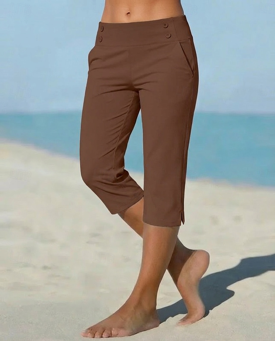 Damen Caprihose Stoffhosen Gemütliche Leggings Urlaub Basic Lässig Wadenlang Natürliche Taille Einfach Seitentaschen Geteilt Bequem Komfort Atmungsaktiv Hohe Elastizität Urlaub Yoga Straße Navy-Blau 2026 - $21.99 –P8