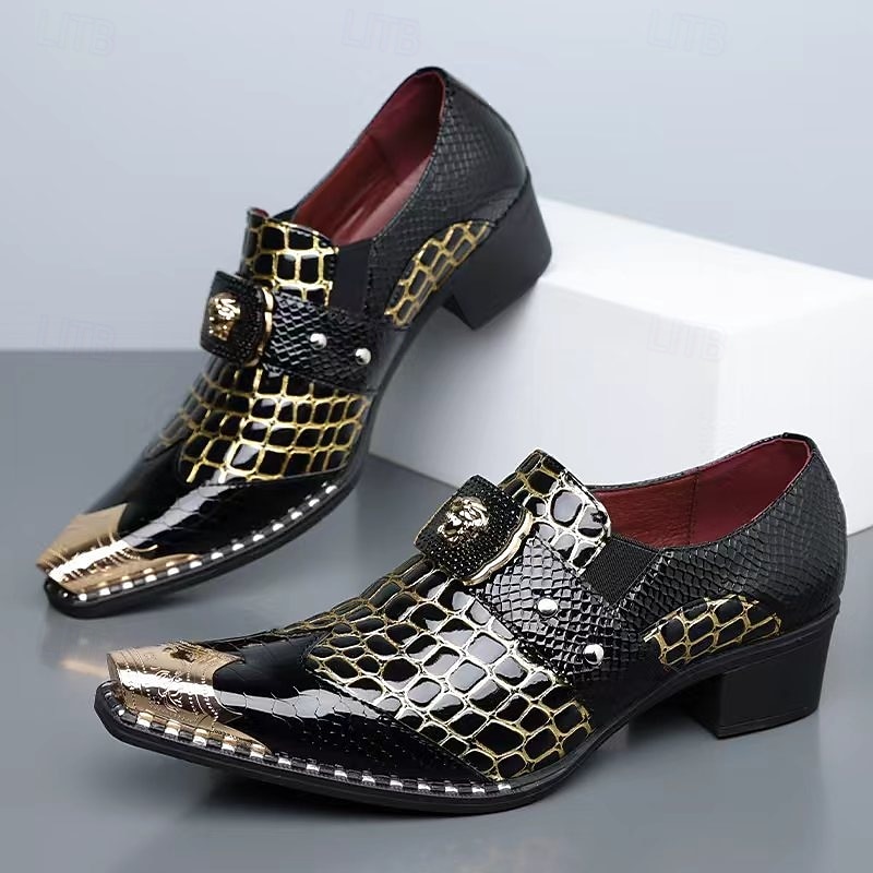 Men's Dark Brown Faux Leather Monk Strap Shoes – Croc Embossed Dress Shoes, Business, Wedding & Formal Wear 2026 - $79.99 –P11