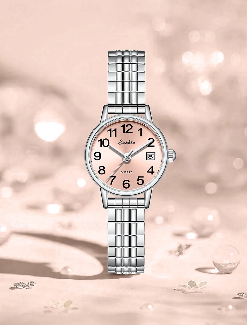 Women's Watch with Steel Elastic Band, Easy to Read Ladies Quartz Watches with Pink Dial and Date Display, Stainless Steel Stretch Bracelet Wrist Watch for Women Girl Gift, Fashion Casual Waterproof 2026 - $18.99 –P14
