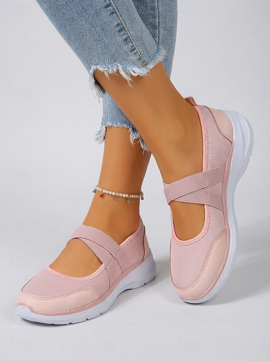 Women's Pink Mary Jane Sneakers – Breathable Lightweight Mesh Slip-On Sport Shoes for Walking, Casual Wear, Travel and Daily Activities 2026 - $24.99 –P2