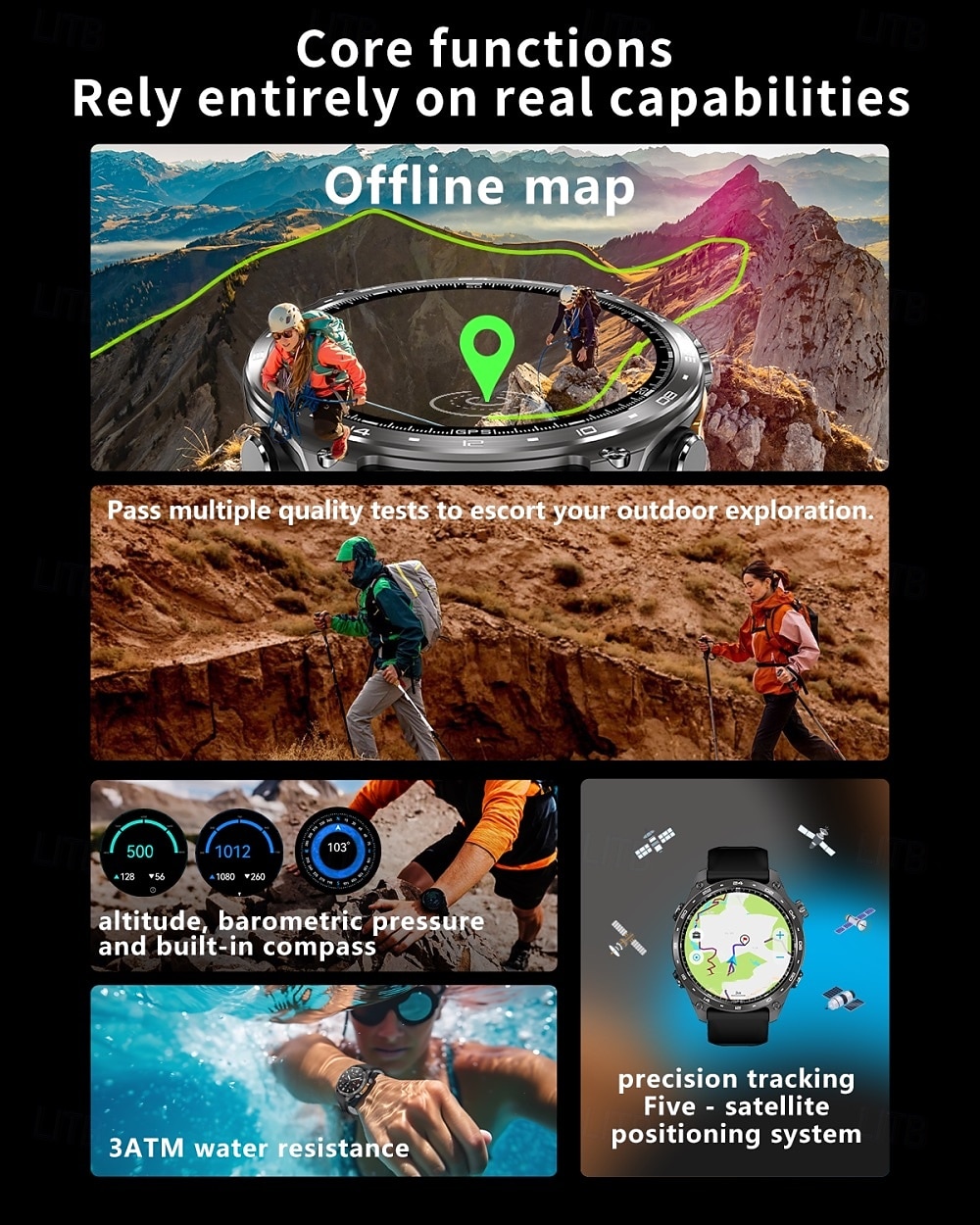 Smartwatch da uomo Amolde HD300 Pro con GPS, mappe offline, memoria da 4 GB, registratore, torcia, sport all'aria aperta, barometro, altimetro e bussola. del 2026 a $97.99 –P2
