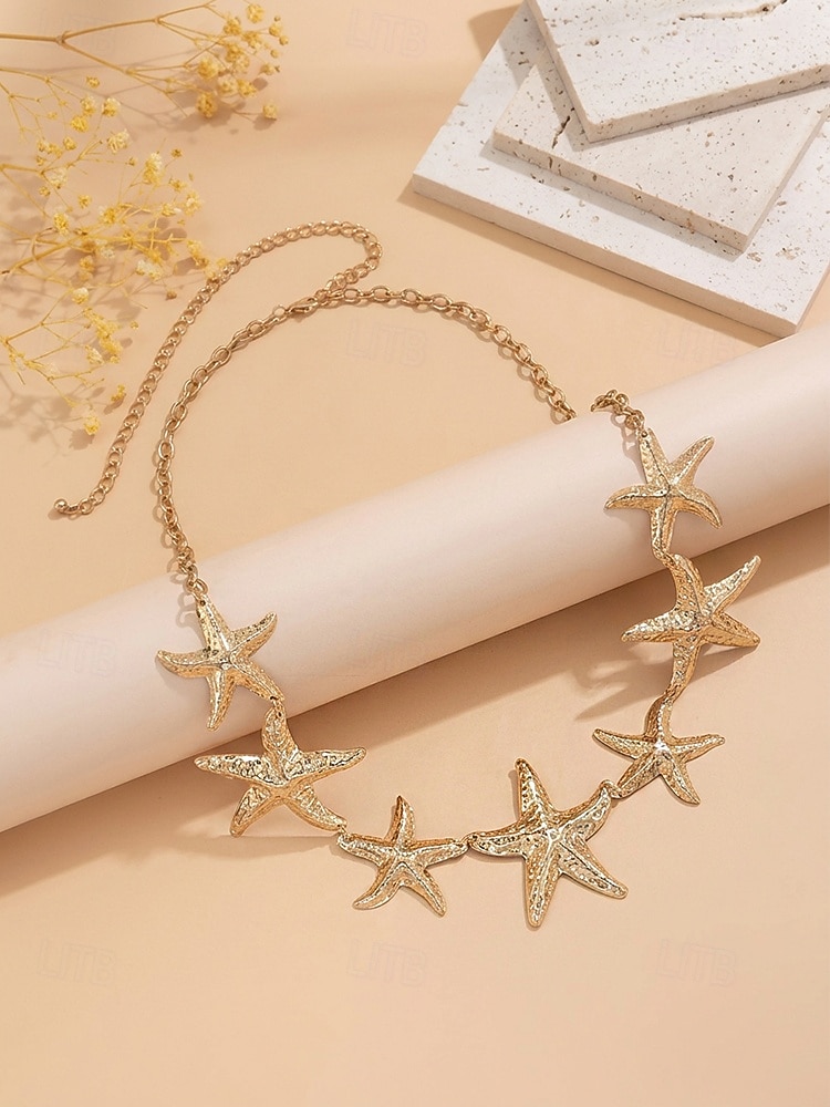 Boho-Taillenkette mit Seesternmotiv für Damen, Gold- und Silberlegierung, verstellbarer Strandgürtel, perfekt für den Alltag und den Urlaub 2026 - $11.99 –P6