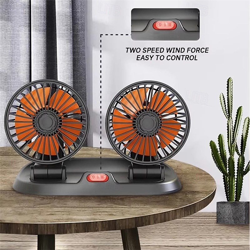 Dual Head Car Fan 12V 24V USB Powered, 360° Rotatable Portable Vehicle Cooling Fan, Quiet Powerful Auto Air Circulator for Dashboard Headrest, Universal Fit for Car, SUV, Truck, RV, Van 2026 - $41.99 –P4
