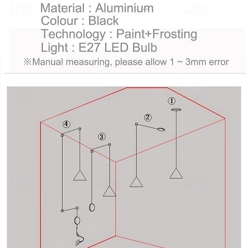 ljuskrona, modern LED-ljuskrona, hängande ljusslinga i geometrisk stil, kompatibel med vägglampa i vardagsrummet, modern ljuskrona 2026 - $273.99 –P10