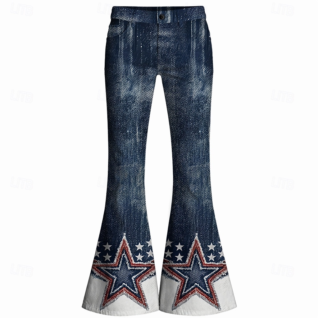 250-jähriges Jubiläum USA Retro Vintage 1970er Hose Schlaghosen Hippie Disco Hohe Taille Kostüm Damen Maskerade 4. Juli Party Unabhängigkeitstag Erwachsene Hose 2026 - $35.99 –P2