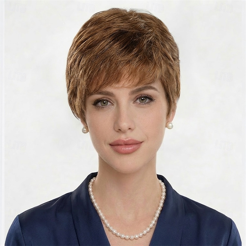 Peruca curta e elegante para mulheres - corte pixie loiro suave com camadas delicadas de 2026 por $32.99 –P4