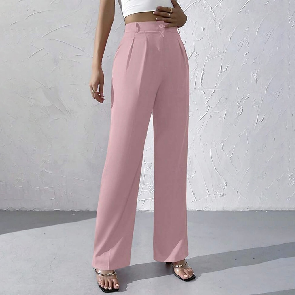 Pentru femei Pantaloni Costume Pantaloni de vară Vacanță Modă Casul Zilnic Lungime totală Talie Înaltă Culoare solidă Simplu Fermoar Buzunar Picior Larg Confort Ușor Απαλό Micro-elastic Haine de 2026 - $37.99 –P8