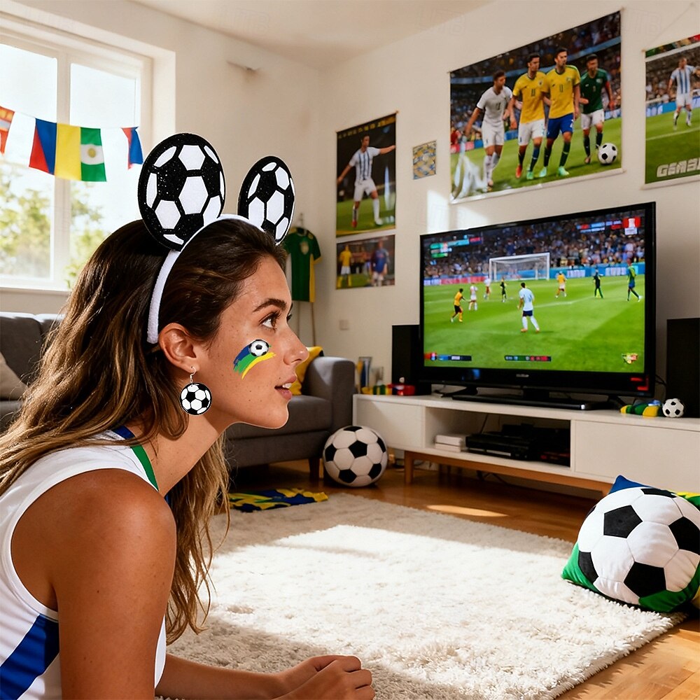 Kit para fanáticos del partido mundial de fútbol de verano de EE. UU., Canadá y México 2026, accesorios para porristas, diademas, aretes, tatuajes adhesivos y accesorios para porristas y apoyo 2026 - $9.99 –P6