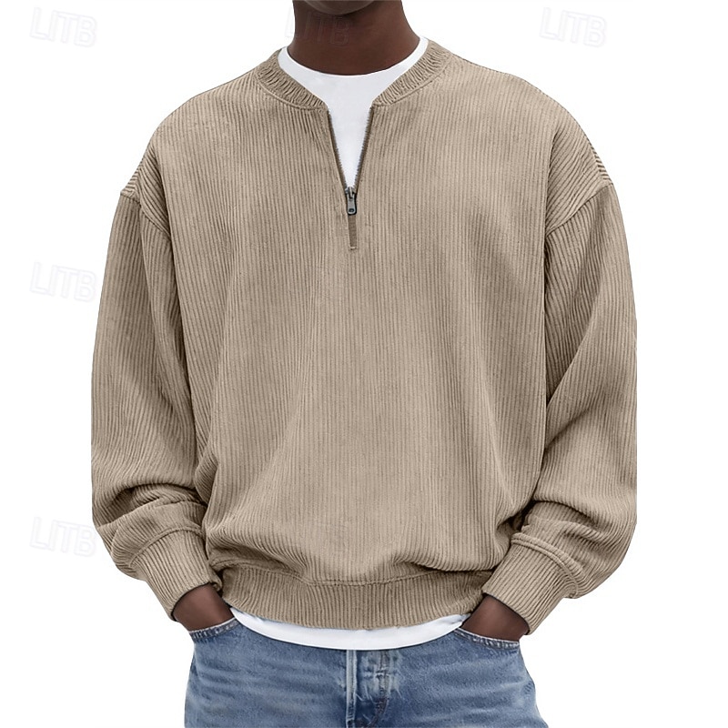 Voor heren Sweatshirt Sweatshirt met kwartrits blauw Zwart Wit Lichtgroen Marineblauw Halve rits Effen Kwart ritssluiting Dagelijks Sport & Outdoor Feestdagen Polyester Streetwear Basic Casual Lente 2026 - $32.99 –P5